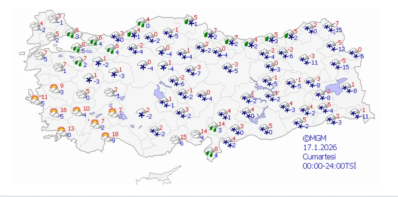 Yarın kar yağacak mı, hangi illerde yağacak? 17 Ocak Cumartesi Ankara, İstanbul kar yağışı durumu