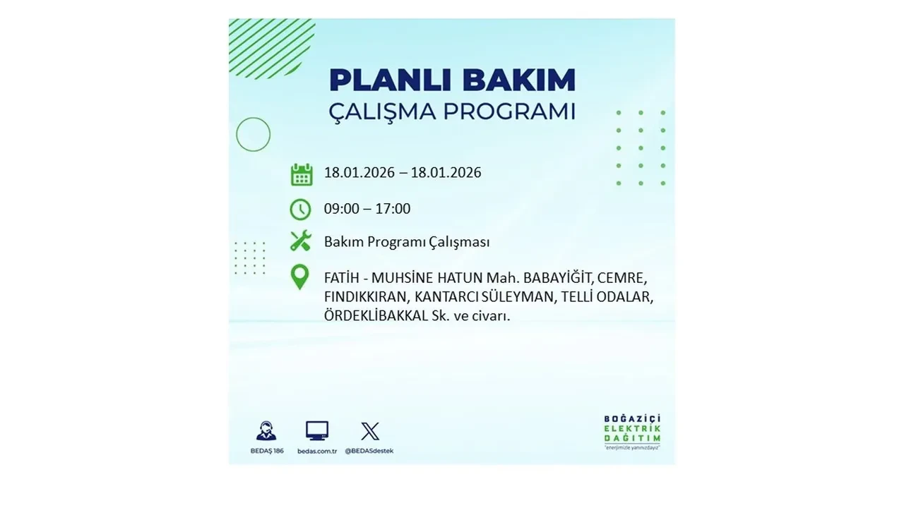 18 Ocak İstanbul elektrik kesintileri 2026: Başakşehir, Esenyurt, Fatih, Gaziosmanpaşa, Silivri’de elektrikler ne zaman gelecek?