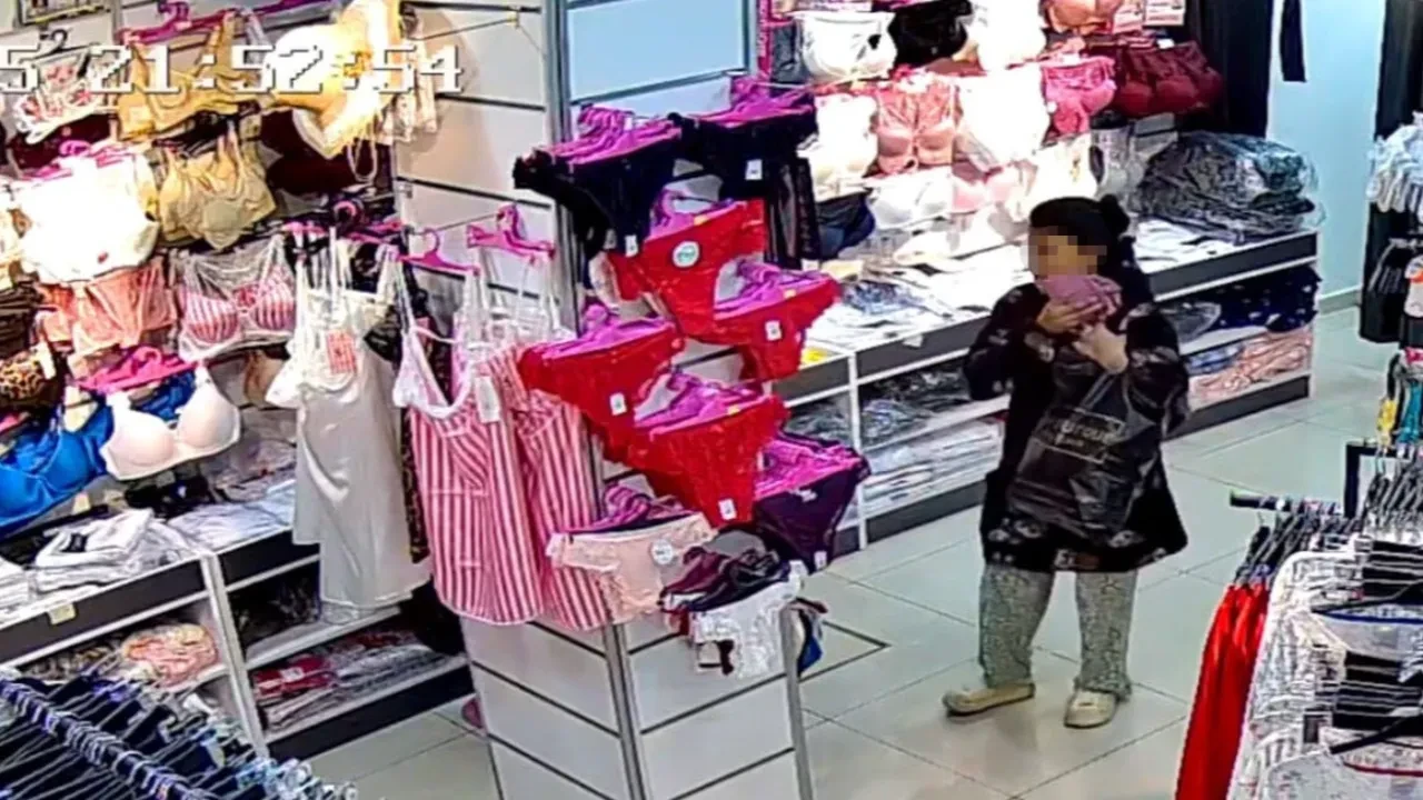 Neşeli hırsızlar kamerada! İç çamaşırları güle oynaya çaldılar