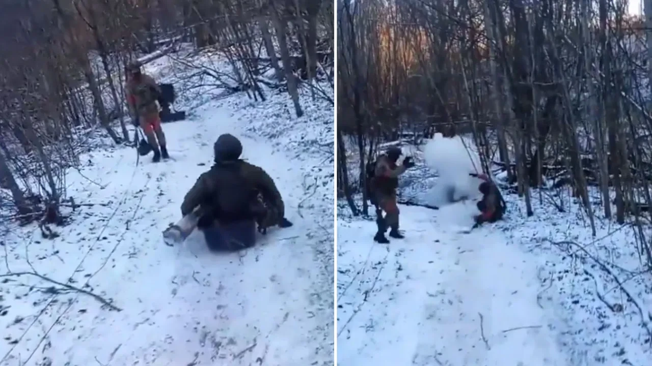 Savaş eğlencesi kabusla bitti! Kuzey Koreli asker kızakla mayına oturdu