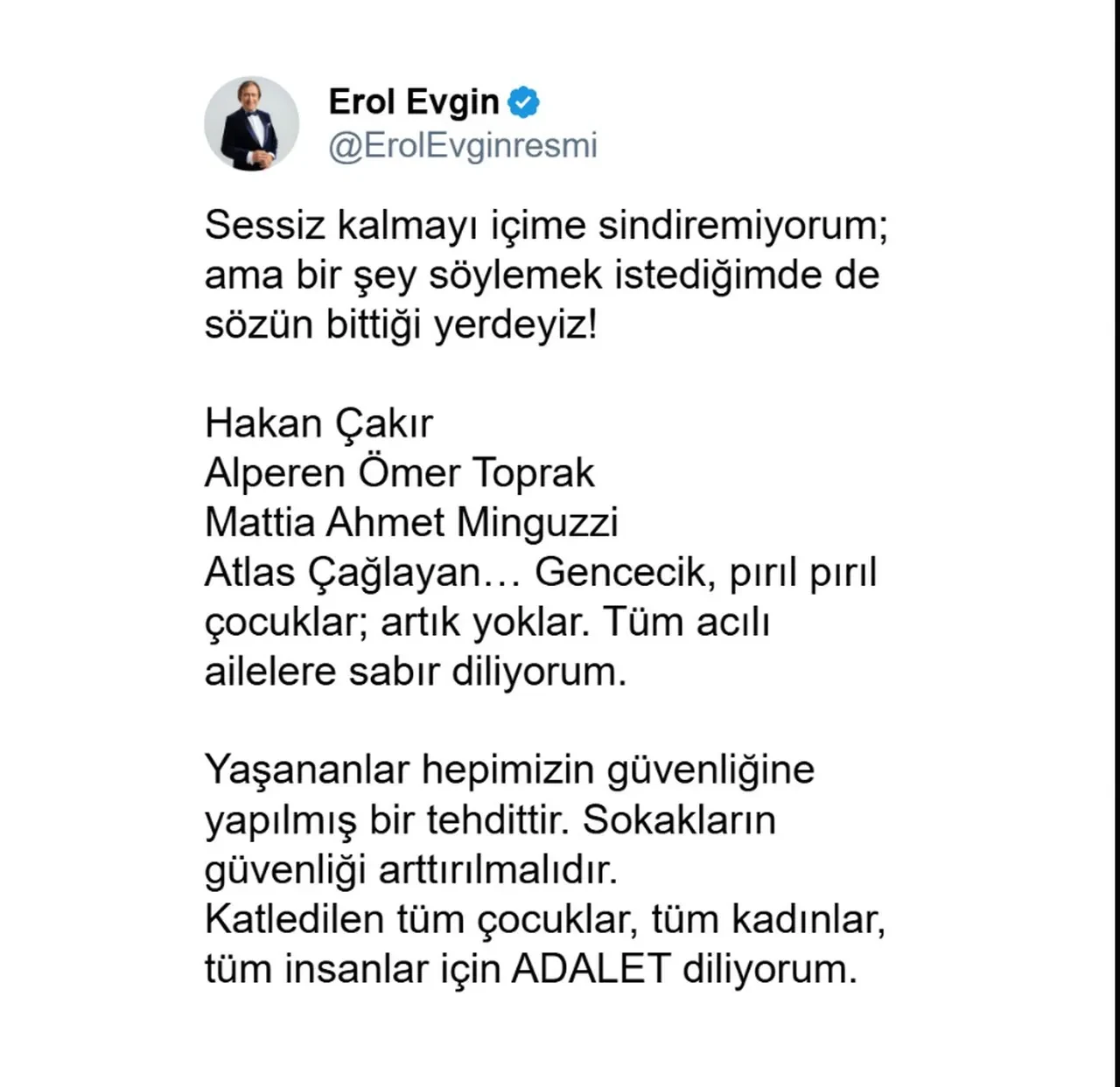 Erol Evgin'den Atlas Çağlayan'ın öldürülmesine tepki