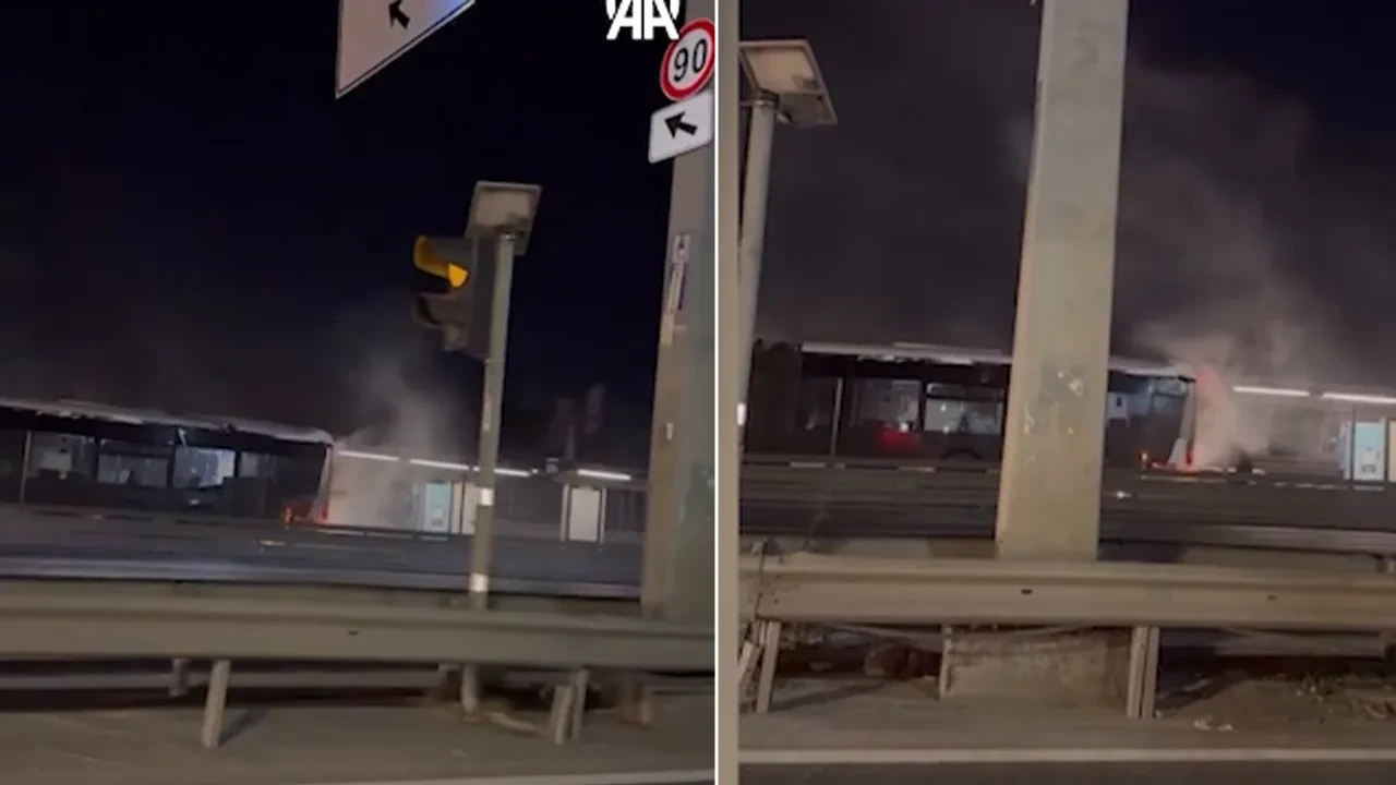 Metrobüste faciadan dönüldü! Ekipler motordan çıkan yangına müdahale etti