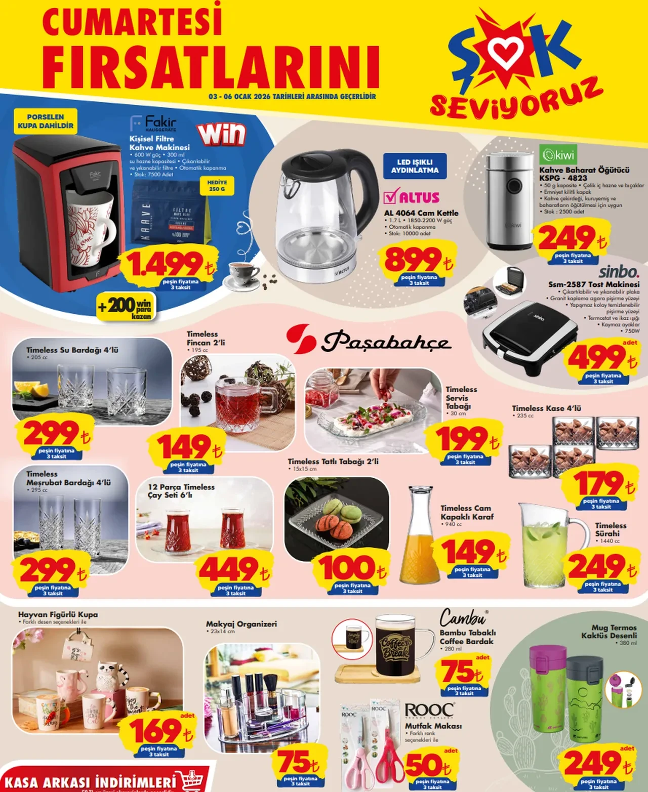 ŞOK AKTÜEL ürünler kataloğu 3-6 Ocak! Bu hafta sonu ŞOK marketlere ısıtıcılar, televizyon ünitesi ve zigon sehpa geliyor!