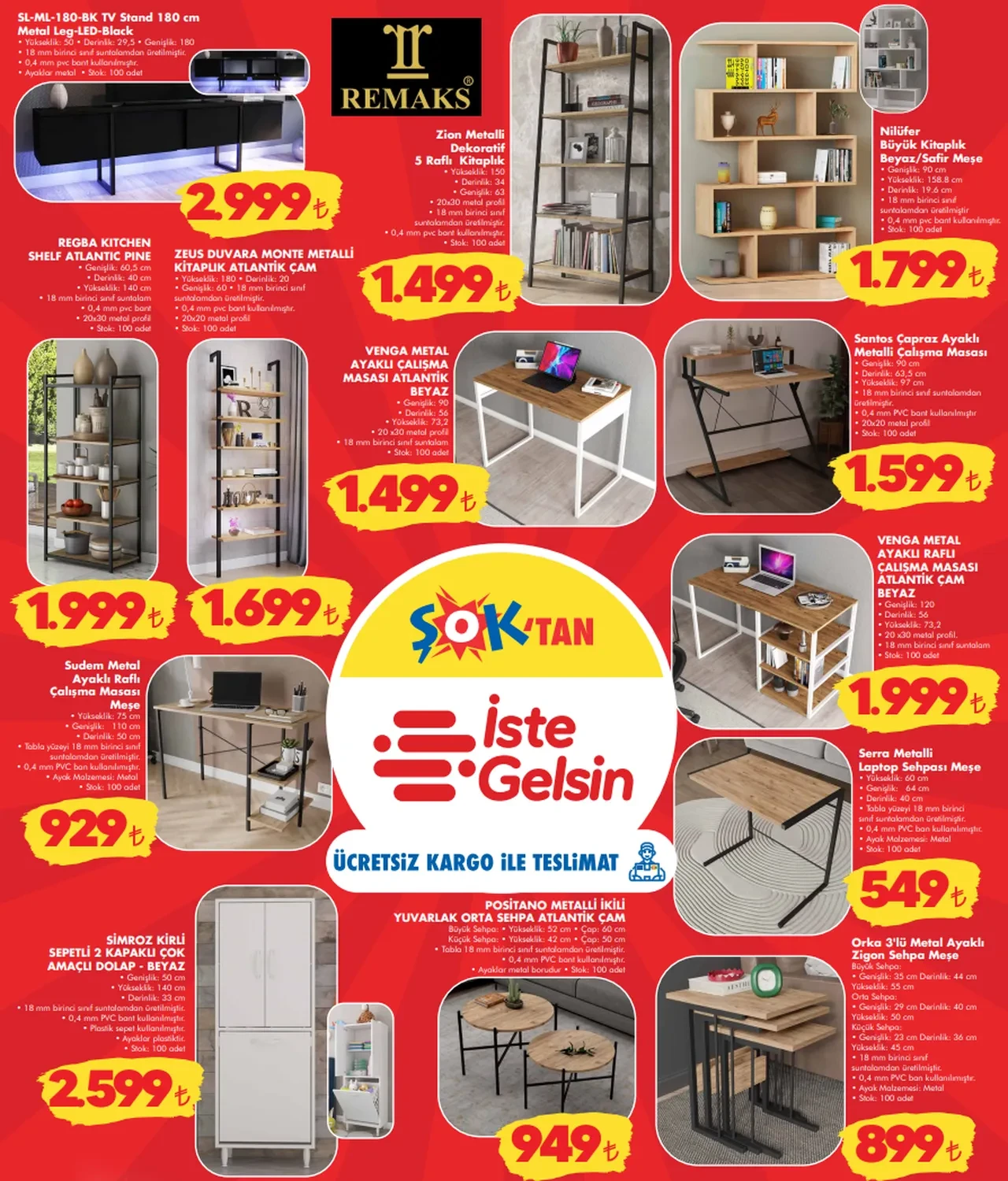 ŞOK AKTÜEL ürünler kataloğu 3-6 Ocak! Bu hafta sonu ŞOK marketlere ısıtıcılar, televizyon ünitesi ve zigon sehpa geliyor!