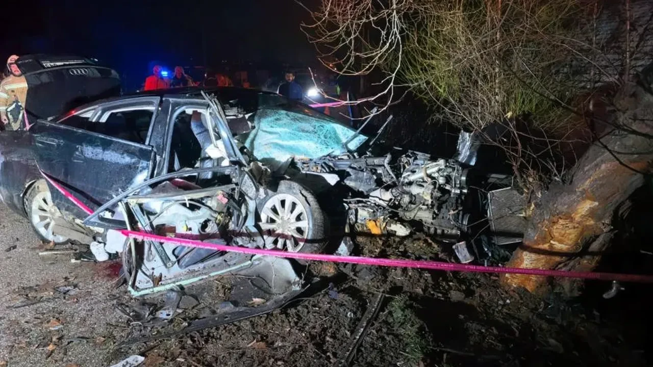 Bursa'da otomobil ağaca çarptı: 2 kişi can verdi