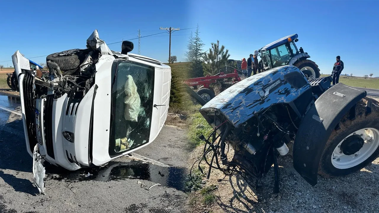 Feci kazada traktör ikiye bölündü
