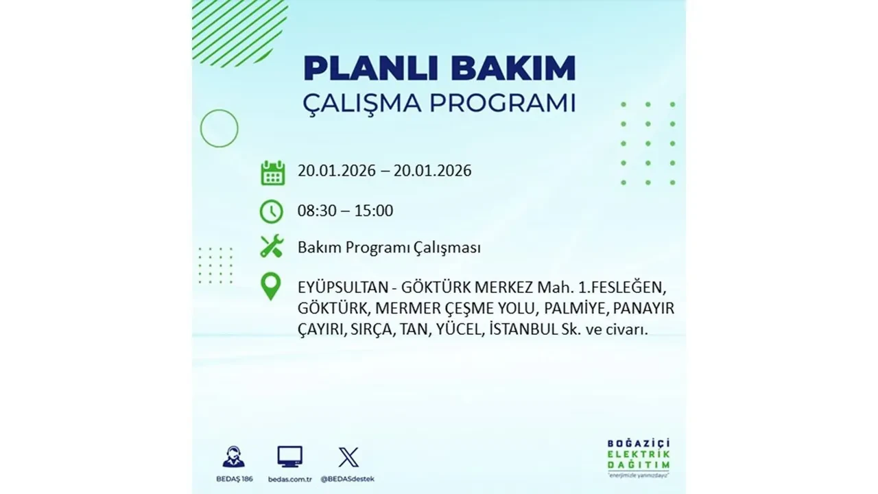 İstanbullulara kötü haber! 20 Ocak Salı günü 25 ilçede planlı elektrik kesintisi uygulanacak! İşte ilçe ilçe elektrik kesintisi tablosu