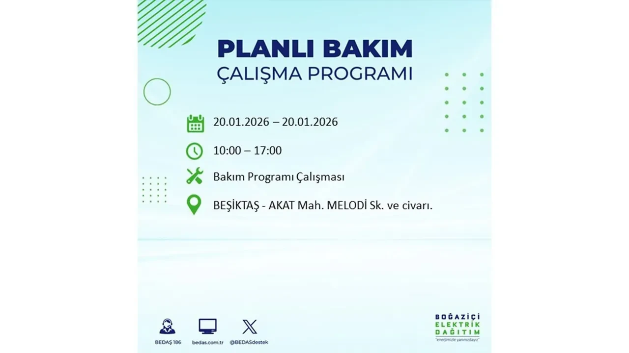İstanbullulara kötü haber! 20 Ocak Salı günü 25 ilçede planlı elektrik kesintisi uygulanacak! İşte ilçe ilçe elektrik kesintisi tablosu