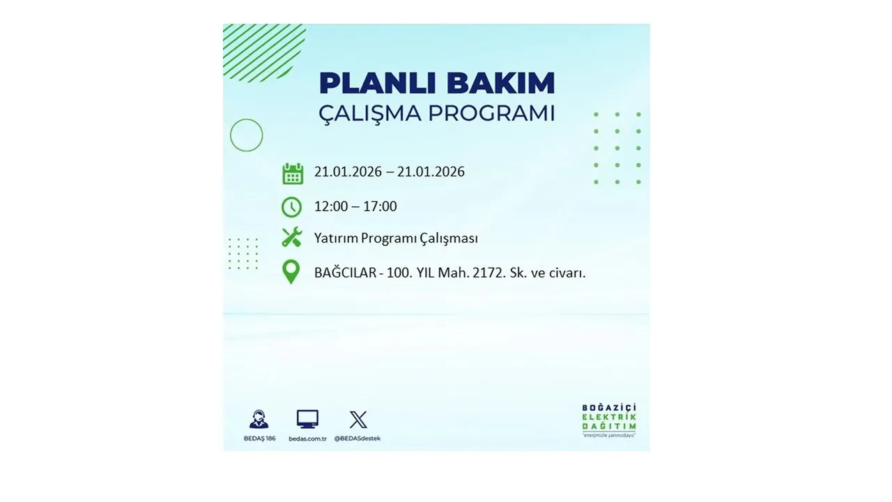 21 Ocak İstanbul planlı elektrik kesintisi duyurusu! 22 ilçeye saatlerce elektrik verilmeyecek: İşte ilçe ilçe kesinti saatleri