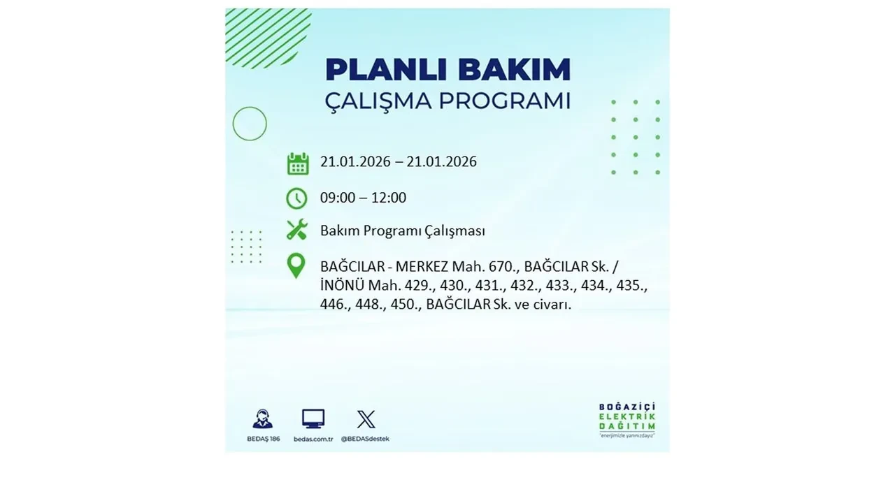 21 Ocak İstanbul planlı elektrik kesintisi duyurusu! 22 ilçeye saatlerce elektrik verilmeyecek: İşte ilçe ilçe kesinti saatleri