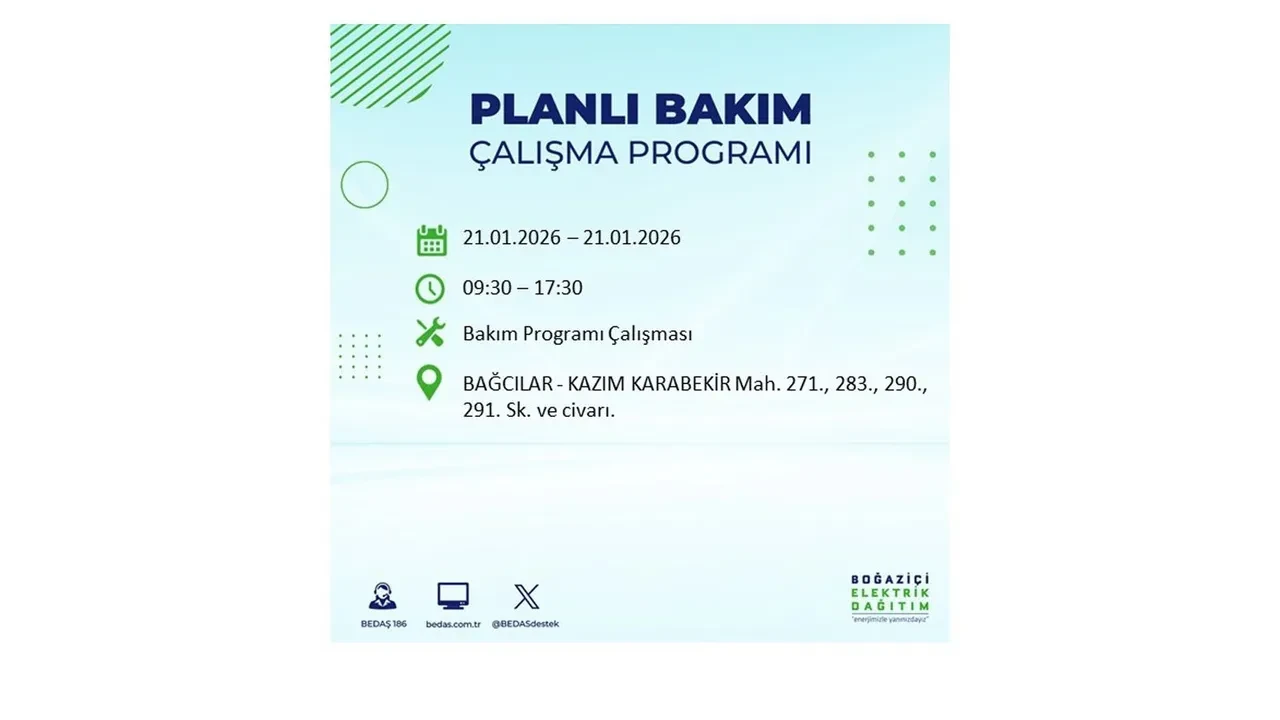 21 Ocak İstanbul planlı elektrik kesintisi duyurusu! 22 ilçeye saatlerce elektrik verilmeyecek: İşte ilçe ilçe kesinti saatleri