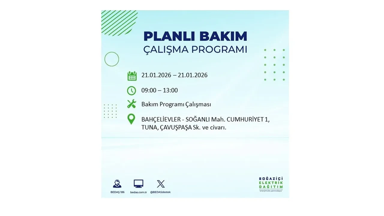 21 Ocak İstanbul planlı elektrik kesintisi duyurusu! 22 ilçeye saatlerce elektrik verilmeyecek: İşte ilçe ilçe kesinti saatleri