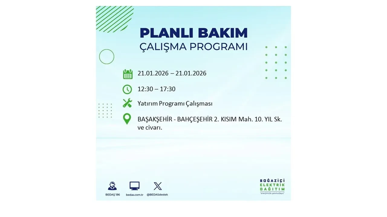 21 Ocak İstanbul planlı elektrik kesintisi duyurusu! 22 ilçeye saatlerce elektrik verilmeyecek: İşte ilçe ilçe kesinti saatleri