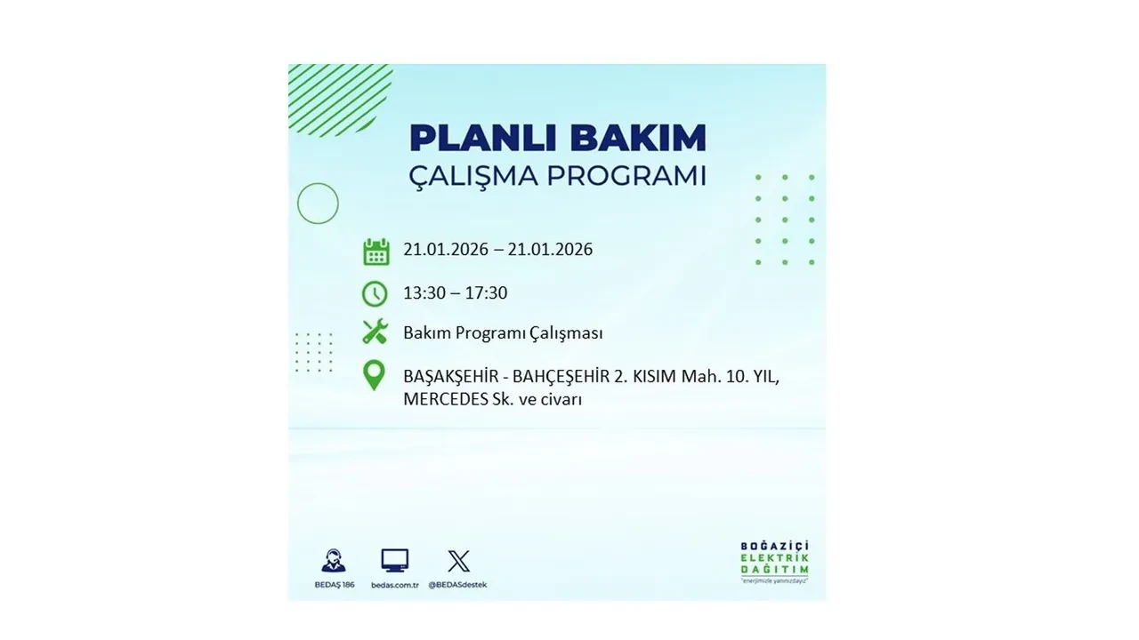 21 Ocak İstanbul planlı elektrik kesintisi duyurusu! 22 ilçeye saatlerce elektrik verilmeyecek: İşte ilçe ilçe kesinti saatleri
