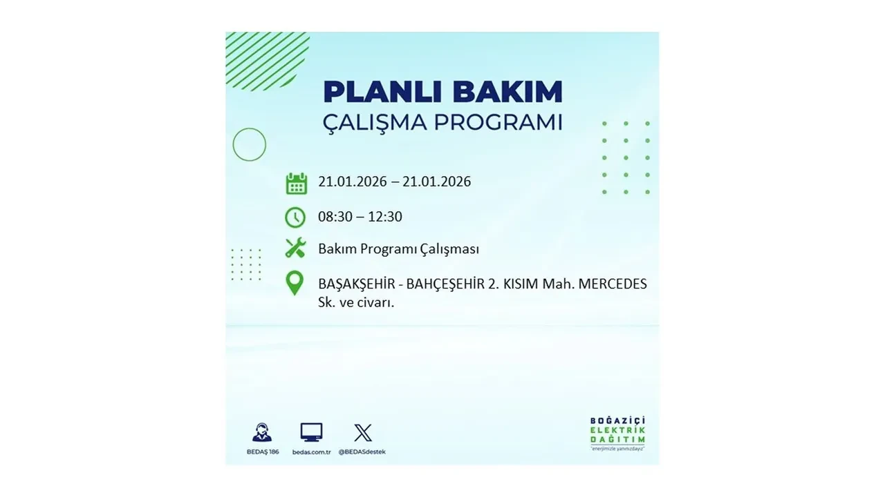 21 Ocak İstanbul planlı elektrik kesintisi duyurusu! 22 ilçeye saatlerce elektrik verilmeyecek: İşte ilçe ilçe kesinti saatleri
