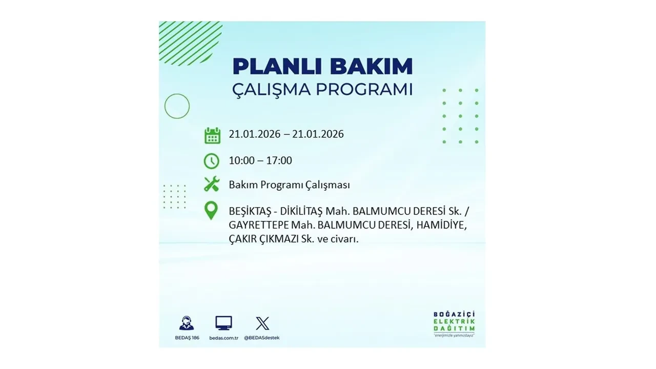 21 Ocak İstanbul planlı elektrik kesintisi duyurusu! 22 ilçeye saatlerce elektrik verilmeyecek: İşte ilçe ilçe kesinti saatleri