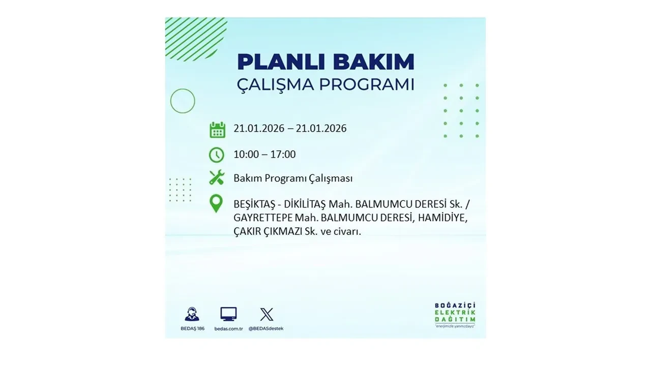 21 Ocak İstanbul planlı elektrik kesintisi duyurusu! 22 ilçeye saatlerce elektrik verilmeyecek: İşte ilçe ilçe kesinti saatleri