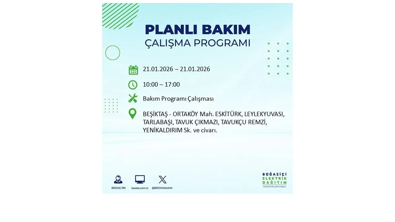 21 Ocak İstanbul planlı elektrik kesintisi duyurusu! 22 ilçeye saatlerce elektrik verilmeyecek: İşte ilçe ilçe kesinti saatleri