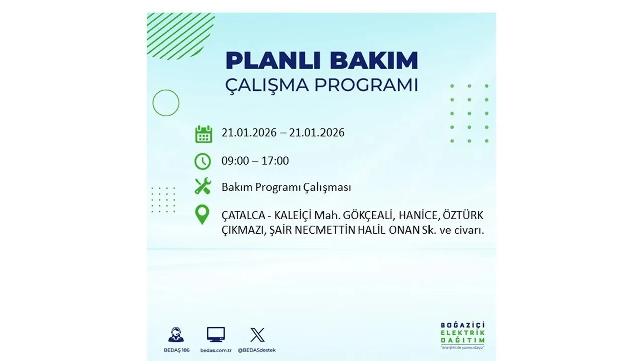 21 Ocak İstanbul planlı elektrik kesintisi duyurusu! 22 ilçeye saatlerce elektrik verilmeyecek: İşte ilçe ilçe kesinti saatleri