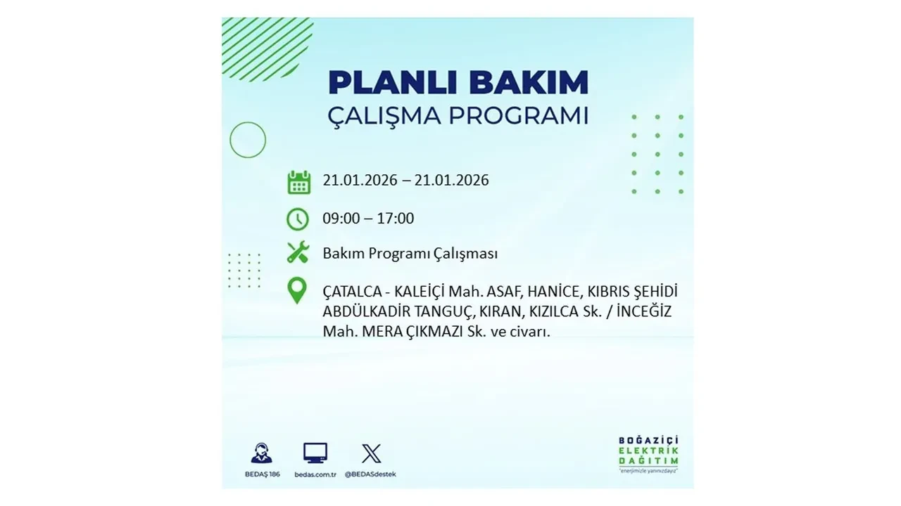 21 Ocak İstanbul planlı elektrik kesintisi duyurusu! 22 ilçeye saatlerce elektrik verilmeyecek: İşte ilçe ilçe kesinti saatleri