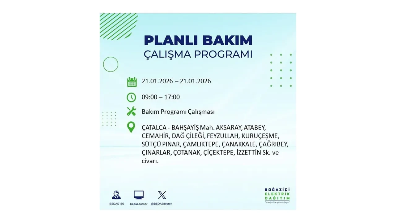 21 Ocak İstanbul planlı elektrik kesintisi duyurusu! 22 ilçeye saatlerce elektrik verilmeyecek: İşte ilçe ilçe kesinti saatleri