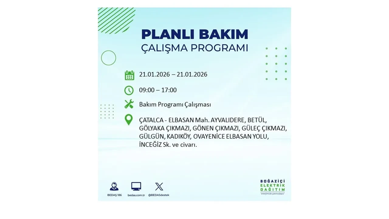 21 Ocak İstanbul planlı elektrik kesintisi duyurusu! 22 ilçeye saatlerce elektrik verilmeyecek: İşte ilçe ilçe kesinti saatleri
