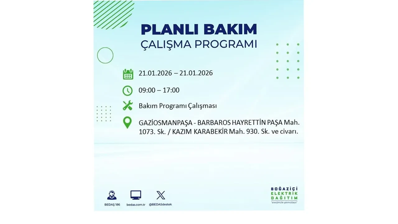 21 Ocak İstanbul planlı elektrik kesintisi duyurusu! 22 ilçeye saatlerce elektrik verilmeyecek: İşte ilçe ilçe kesinti saatleri