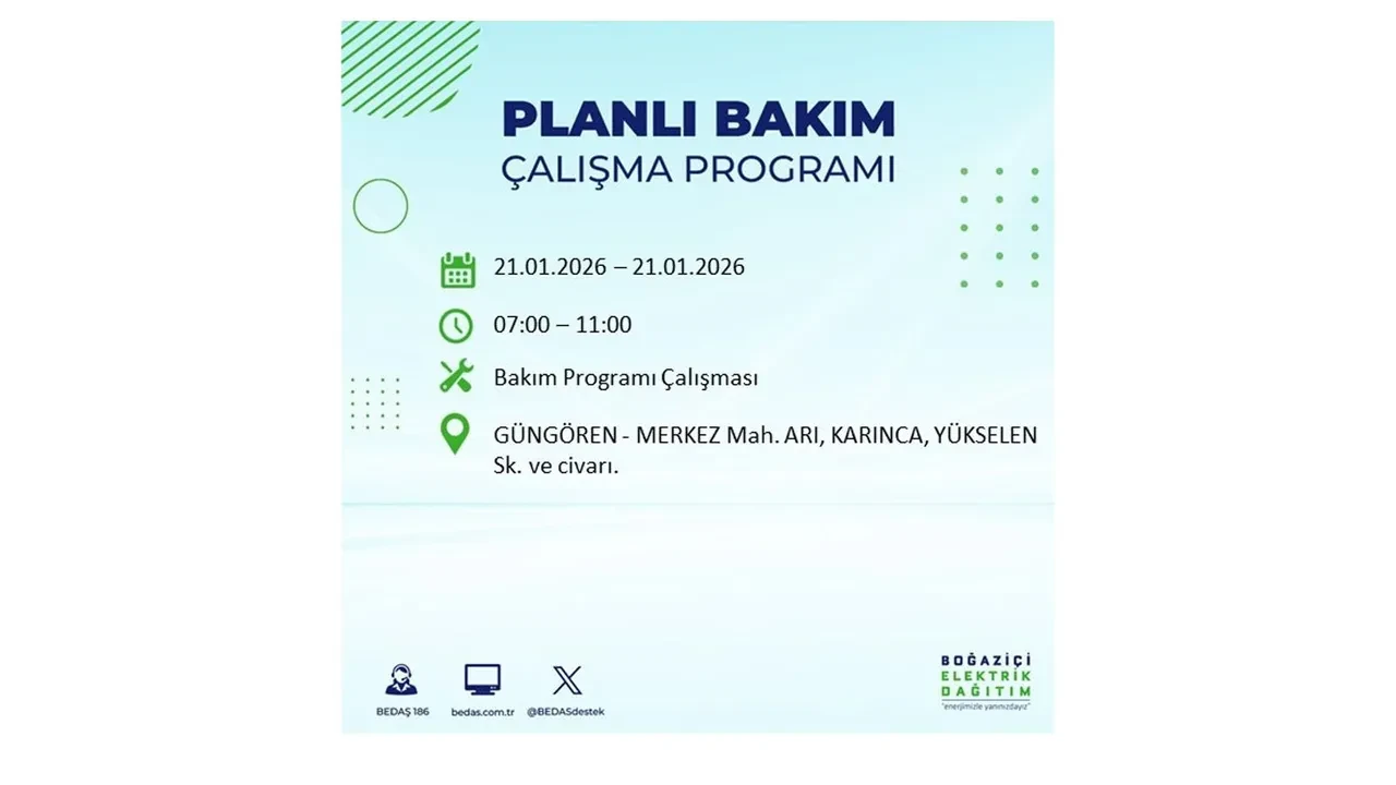 21 Ocak İstanbul planlı elektrik kesintisi duyurusu! 22 ilçeye saatlerce elektrik verilmeyecek: İşte ilçe ilçe kesinti saatleri