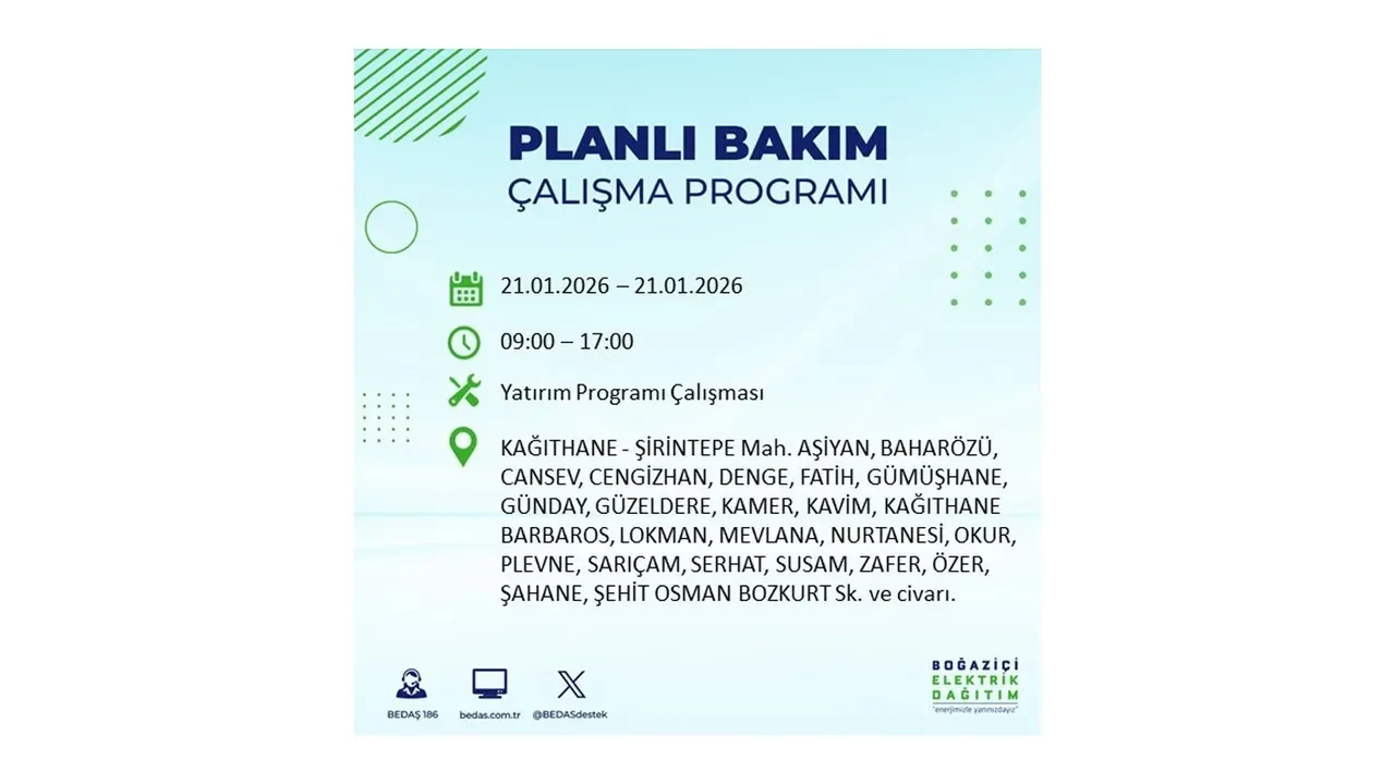 21 Ocak İstanbul planlı elektrik kesintisi duyurusu! 22 ilçeye saatlerce elektrik verilmeyecek: İşte ilçe ilçe kesinti saatleri