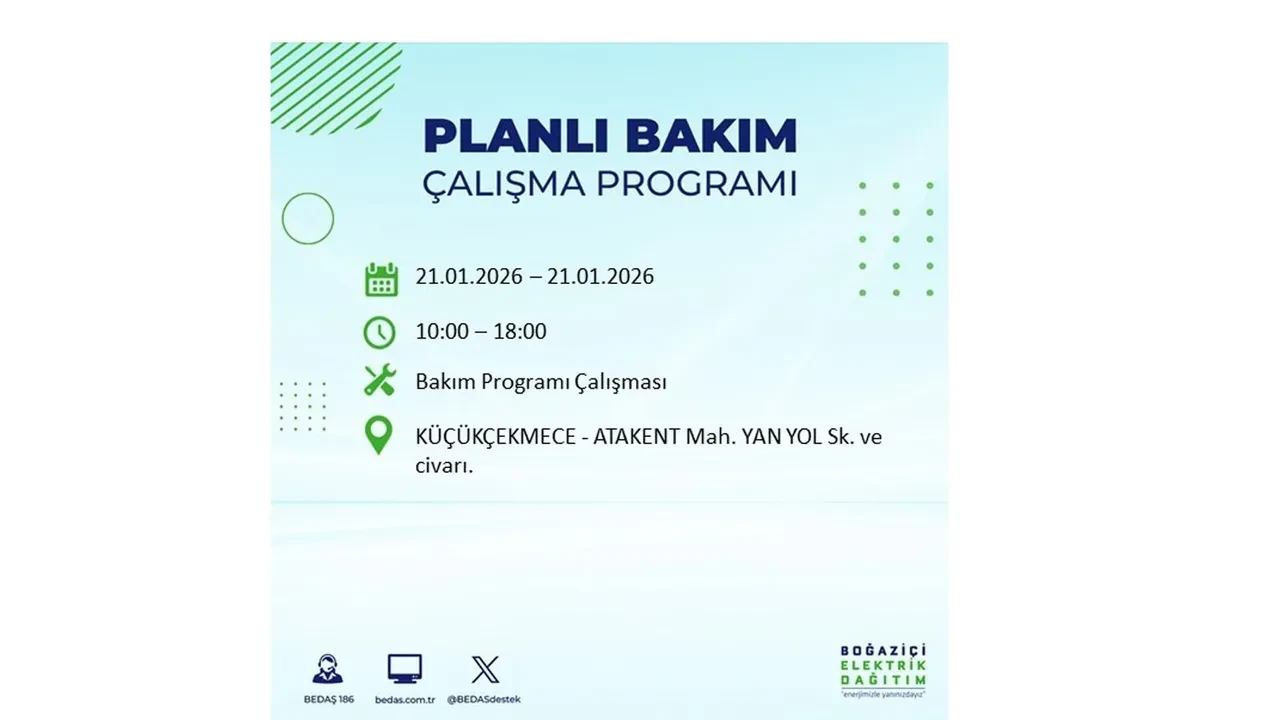 21 Ocak İstanbul planlı elektrik kesintisi duyurusu! 22 ilçeye saatlerce elektrik verilmeyecek: İşte ilçe ilçe kesinti saatleri