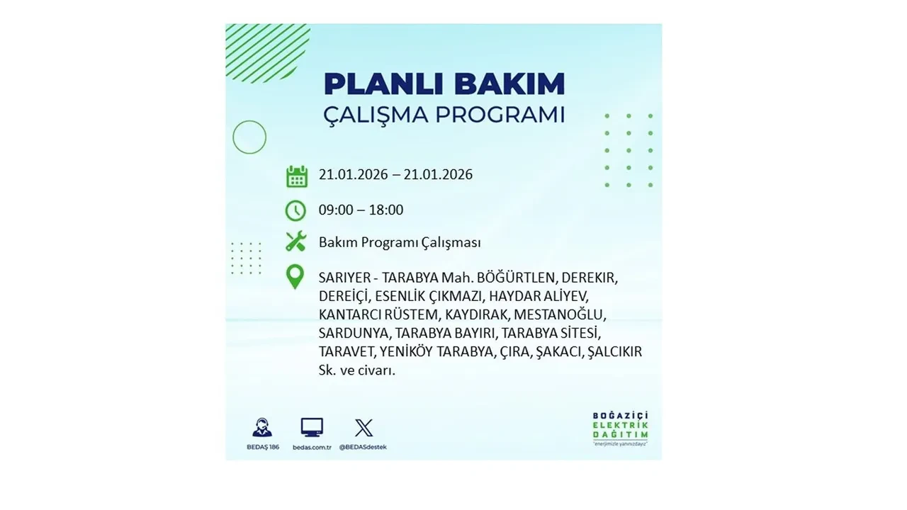 21 Ocak İstanbul planlı elektrik kesintisi duyurusu! 22 ilçeye saatlerce elektrik verilmeyecek: İşte ilçe ilçe kesinti saatleri
