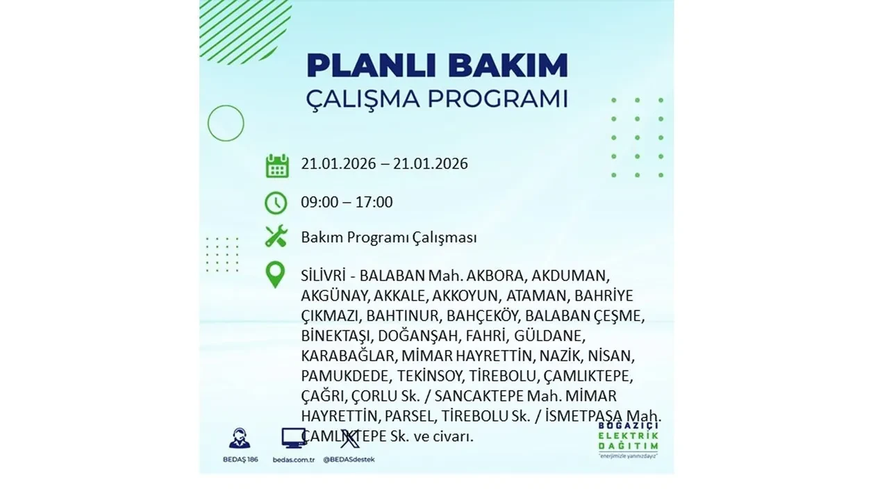 21 Ocak İstanbul planlı elektrik kesintisi duyurusu! 22 ilçeye saatlerce elektrik verilmeyecek: İşte ilçe ilçe kesinti saatleri