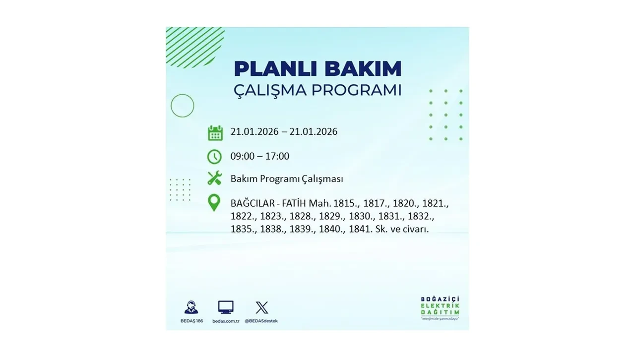 21 Ocak İstanbul planlı elektrik kesintisi duyurusu! 22 ilçeye saatlerce elektrik verilmeyecek: İşte ilçe ilçe kesinti saatleri