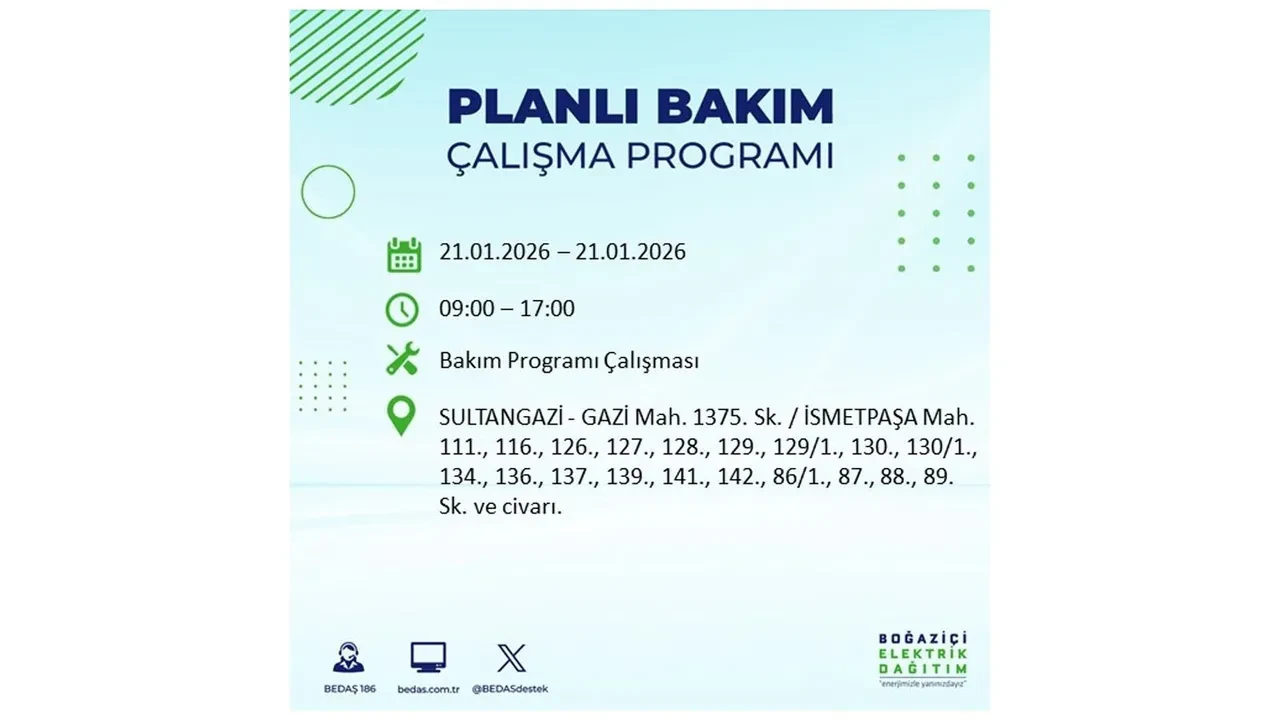 21 Ocak İstanbul planlı elektrik kesintisi duyurusu! 22 ilçeye saatlerce elektrik verilmeyecek: İşte ilçe ilçe kesinti saatleri