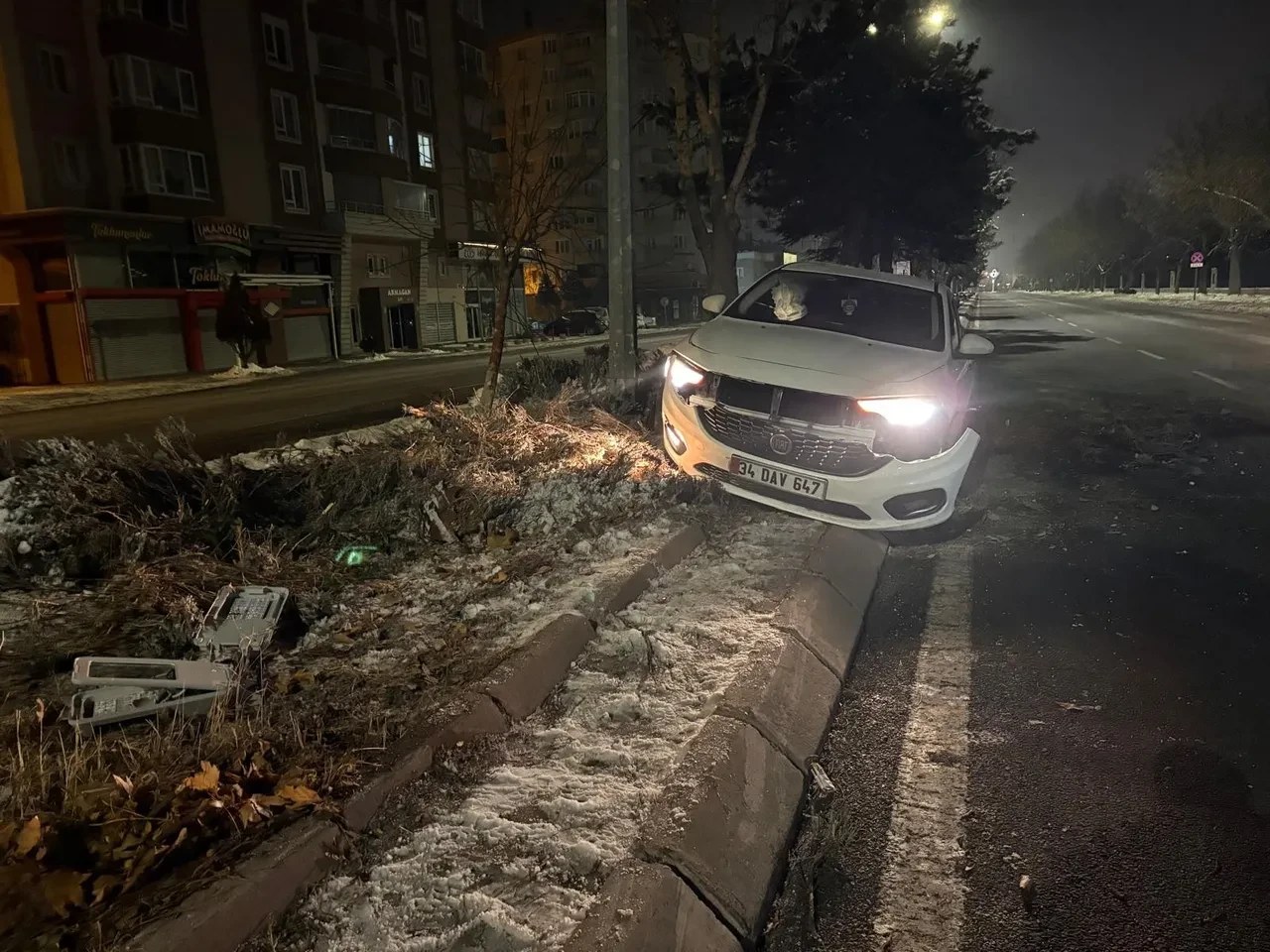 Ağacı devirdi, aydınlatma direğine çarptı! Alkollü sürücü ortalığı birbirine kattı