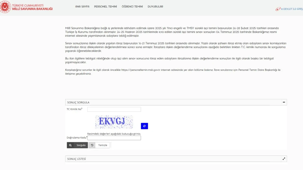 Milli Savunma Bakanlığı (MSB) sürekli işçi alımı kura sonuçları 2026: MSB işçi alımı kura sonuçları paylaşıldı mı?