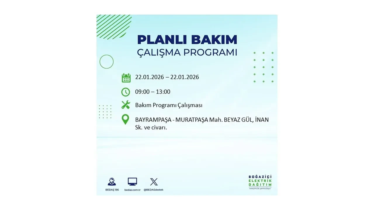 22 Ocak İstanbul elektrik kesintileri tablosu! BEDAŞ açıkladı: Şehrin büyük bölümü karanlıkta kalacak