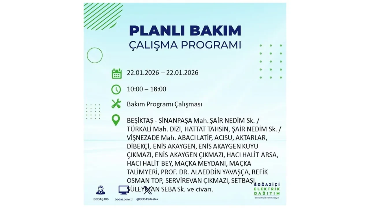 22 Ocak İstanbul elektrik kesintileri tablosu! BEDAŞ açıkladı: Şehrin büyük bölümü karanlıkta kalacak
