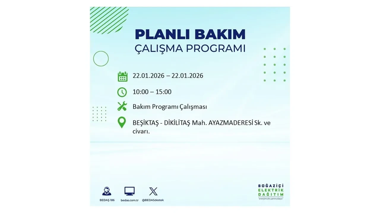 22 Ocak İstanbul elektrik kesintileri tablosu! BEDAŞ açıkladı: Şehrin büyük bölümü karanlıkta kalacak