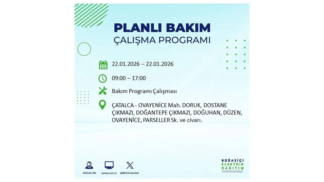22 Ocak İstanbul elektrik kesintileri tablosu! BEDAŞ açıkladı: Şehrin büyük bölümü karanlıkta kalacak