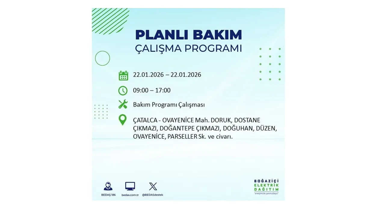 22 Ocak İstanbul elektrik kesintileri tablosu! BEDAŞ açıkladı: Şehrin büyük bölümü karanlıkta kalacak