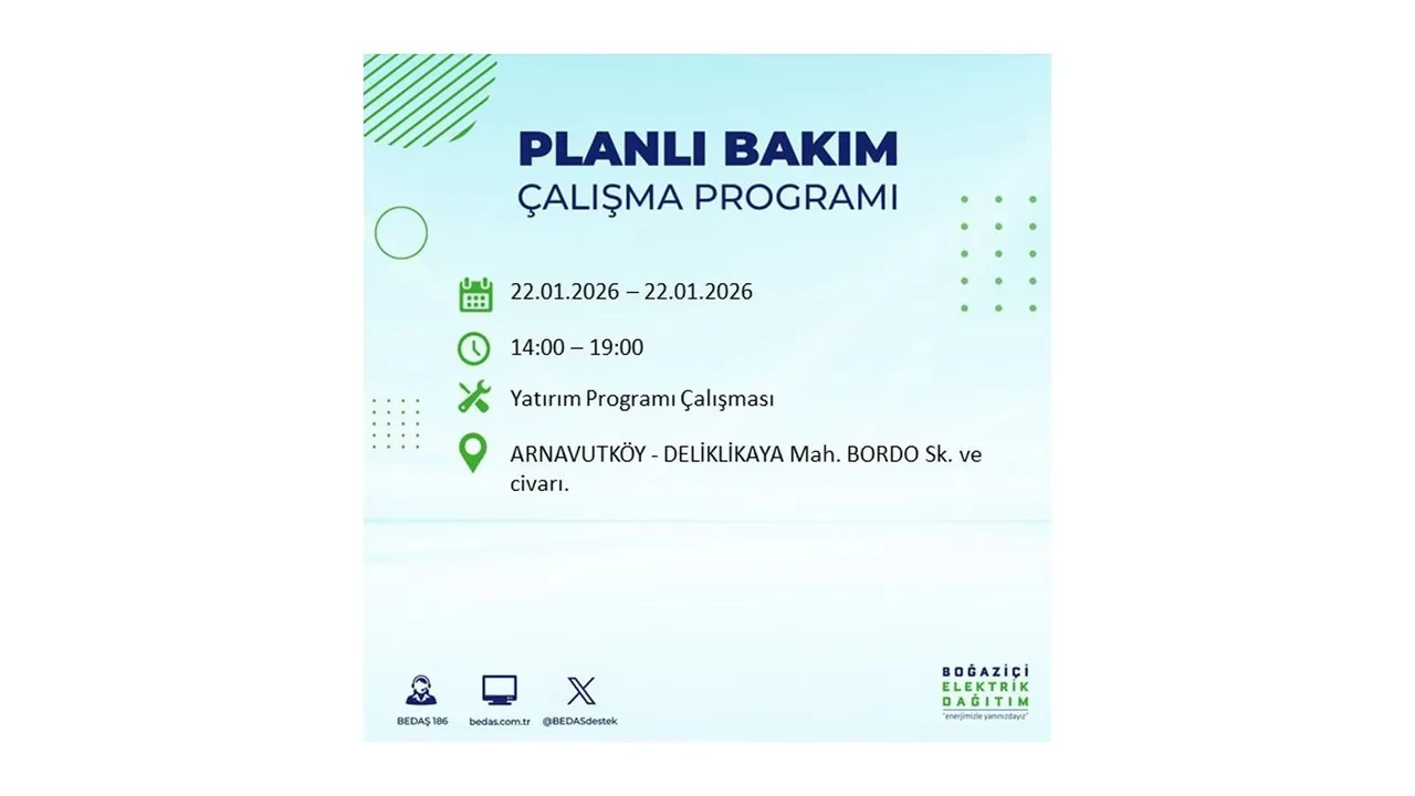 22 Ocak İstanbul elektrik kesintileri tablosu! BEDAŞ açıkladı: Şehrin büyük bölümü karanlıkta kalacak