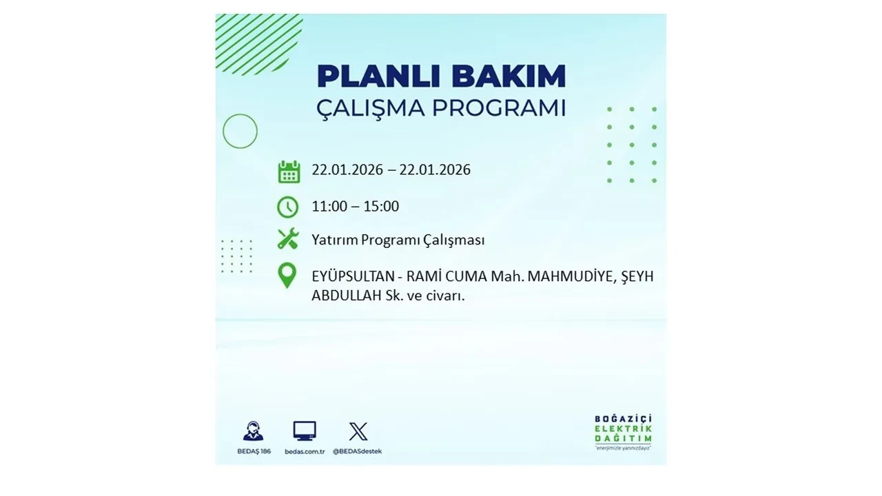 22 Ocak İstanbul elektrik kesintileri tablosu! BEDAŞ açıkladı: Şehrin büyük bölümü karanlıkta kalacak