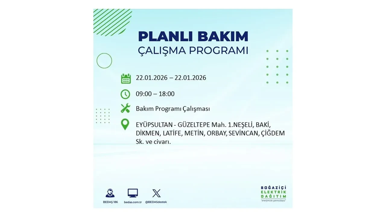 22 Ocak İstanbul elektrik kesintileri tablosu! BEDAŞ açıkladı: Şehrin büyük bölümü karanlıkta kalacak