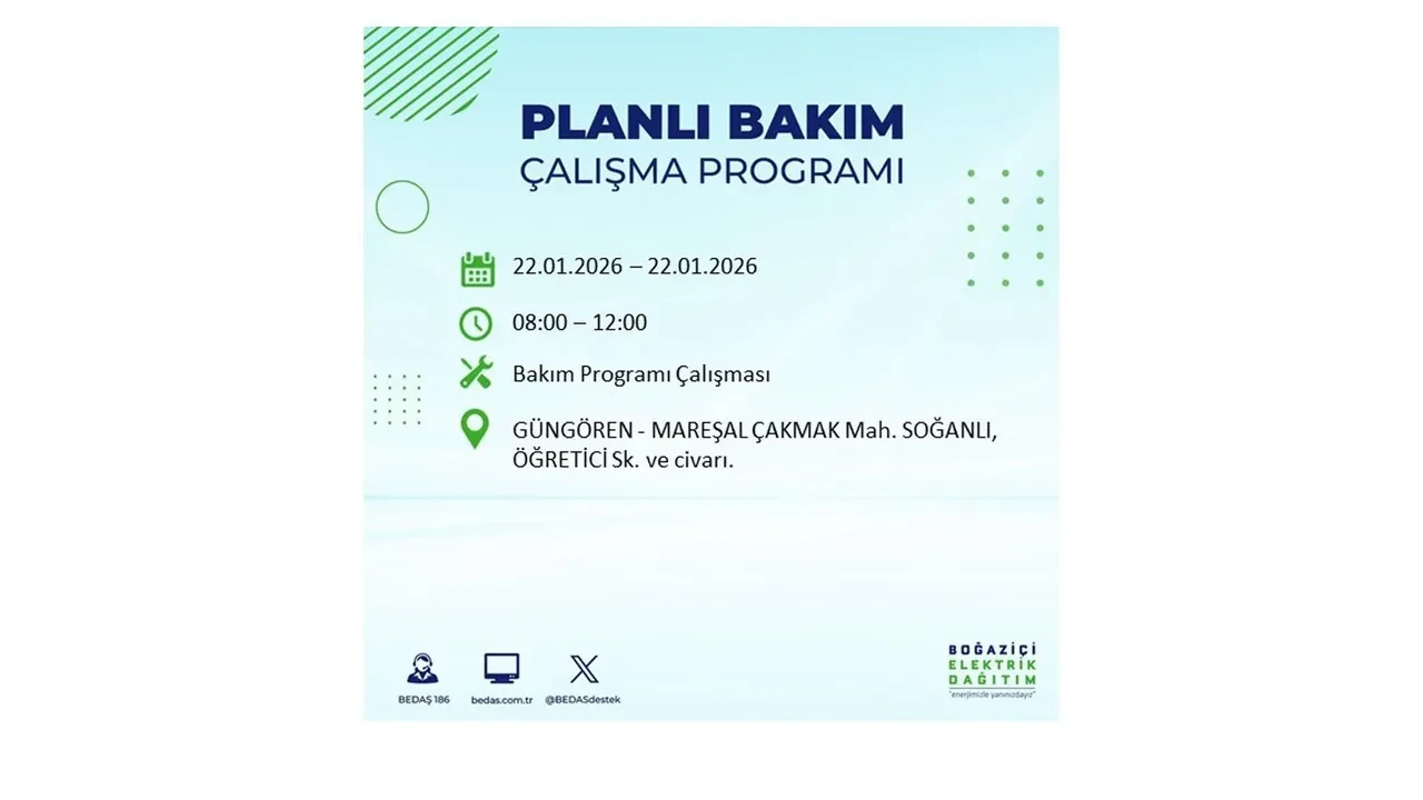 22 Ocak İstanbul elektrik kesintileri tablosu! BEDAŞ açıkladı: Şehrin büyük bölümü karanlıkta kalacak