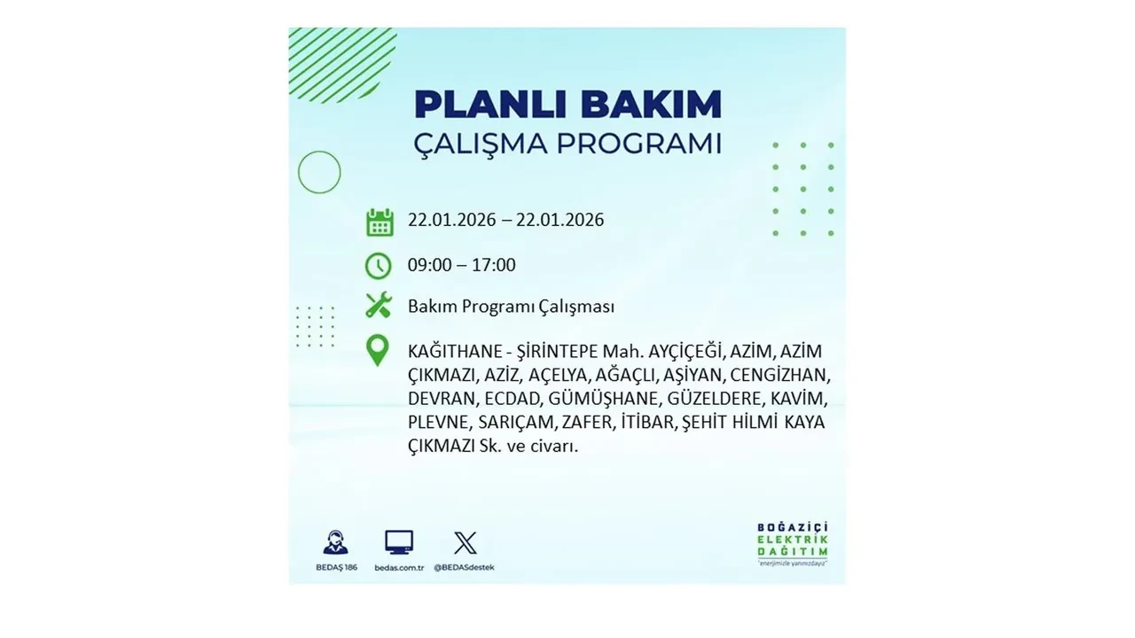 22 Ocak İstanbul elektrik kesintileri tablosu! BEDAŞ açıkladı: Şehrin büyük bölümü karanlıkta kalacak