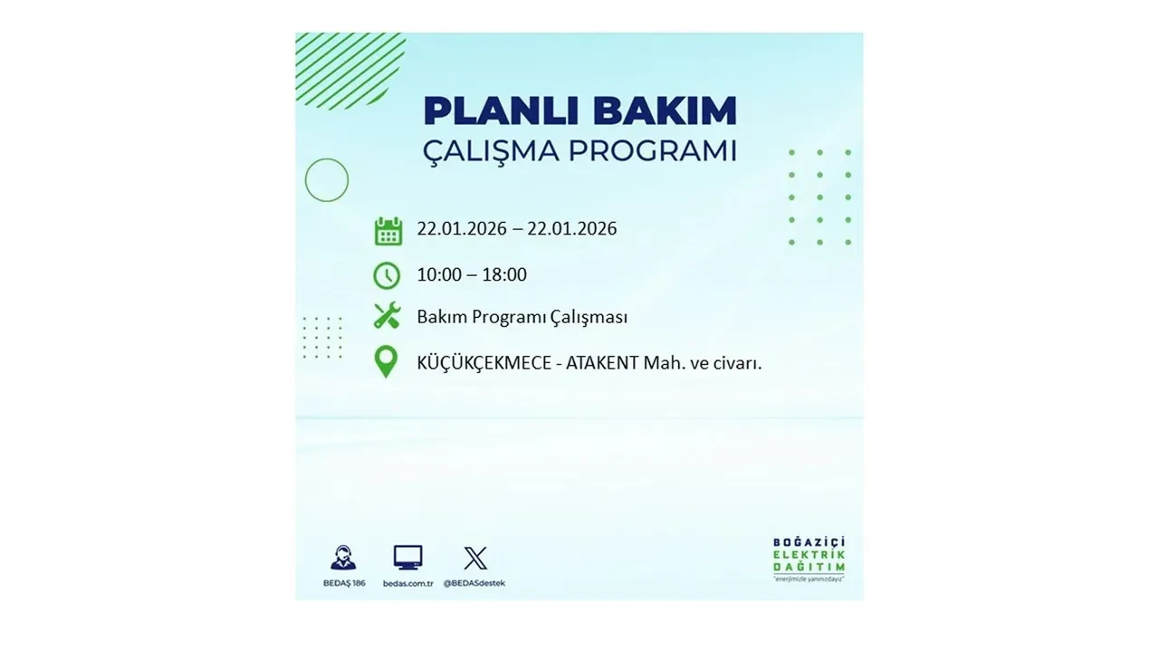 22 Ocak İstanbul elektrik kesintileri tablosu! BEDAŞ açıkladı: Şehrin büyük bölümü karanlıkta kalacak