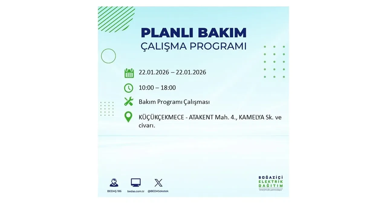 22 Ocak İstanbul elektrik kesintileri tablosu! BEDAŞ açıkladı: Şehrin büyük bölümü karanlıkta kalacak