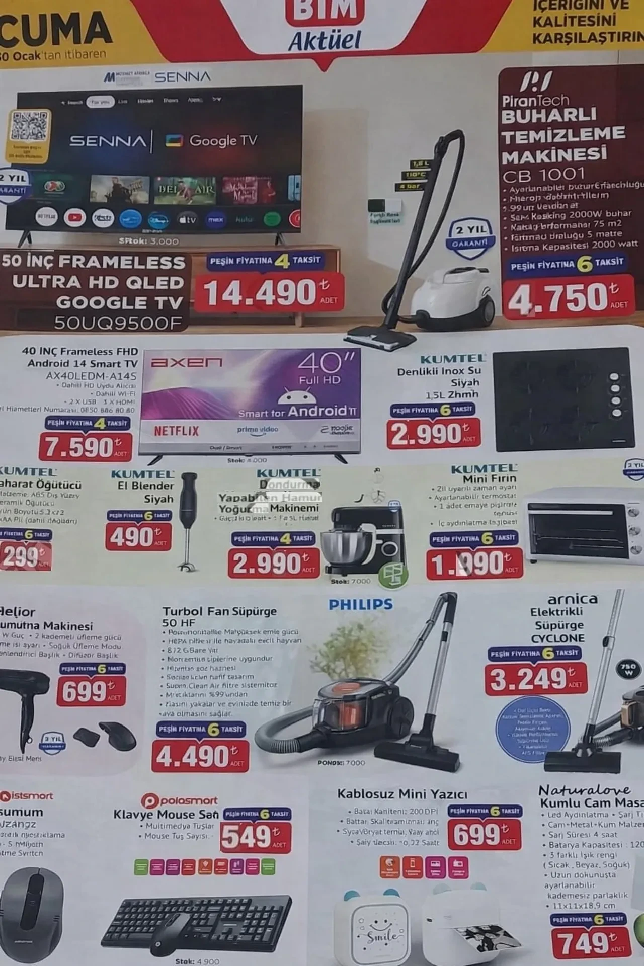 BİM 23-30 Ocak aktüel ürünler kataloğu yayımlandı! Mini fırın, klavye-mouse set, süpürge, mini yazıcı ve termos geliyor