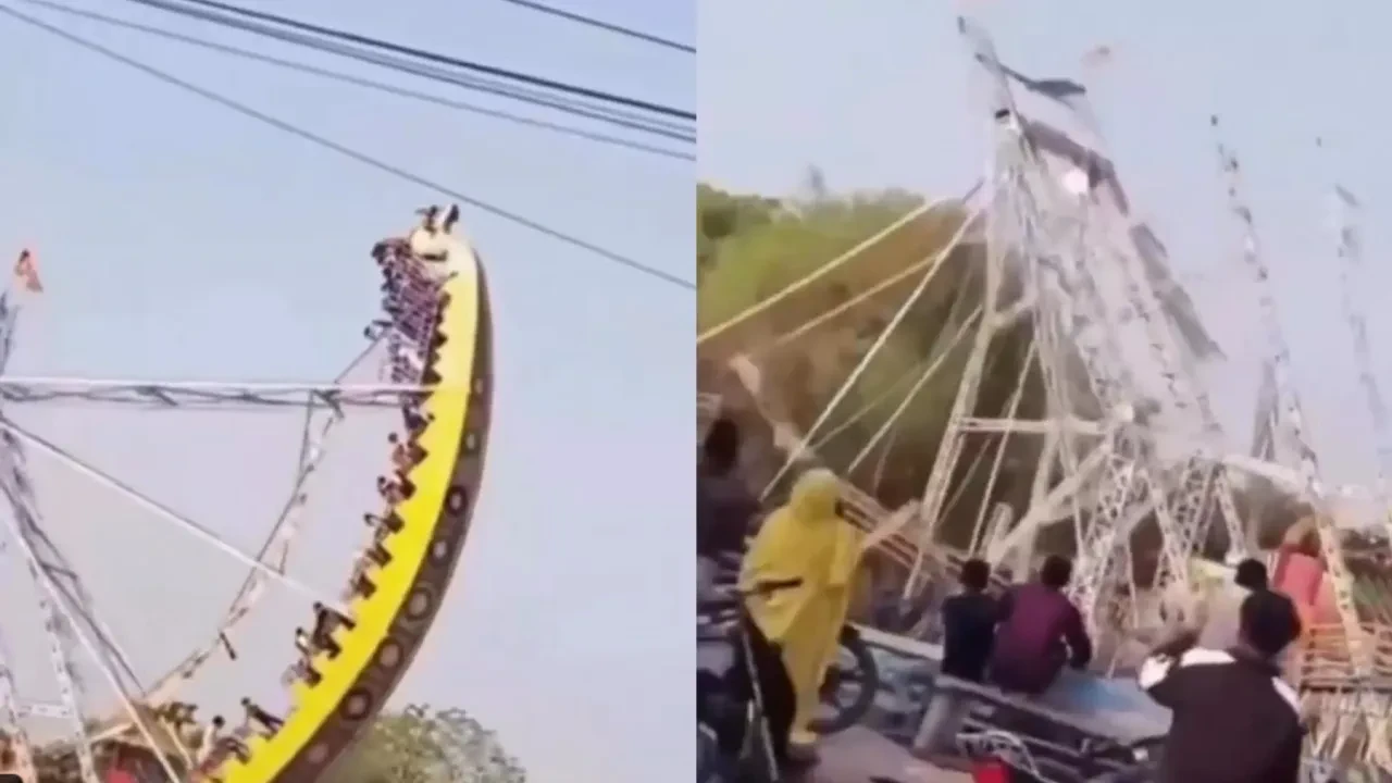 Eğlenceli panayır saniyeler içinde kaosa dönüştü! Çocuklarla dolu gondol yerle bir oldu